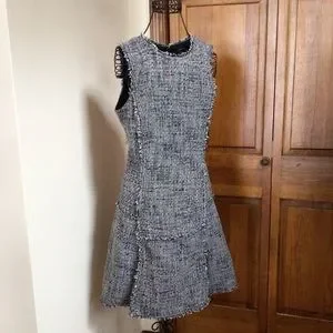 Banana Republic | Dresses | Banana Republic Tweed Fit And Flare Navy And  White Dress Size 4 Tall | Poshmark